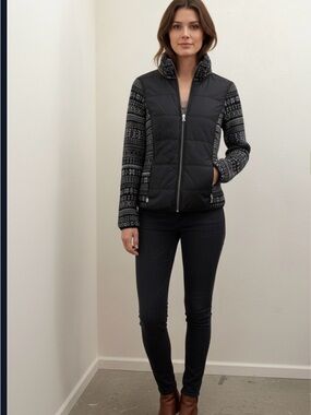 Bogner Black and Gray Patterned Puffer Jacket